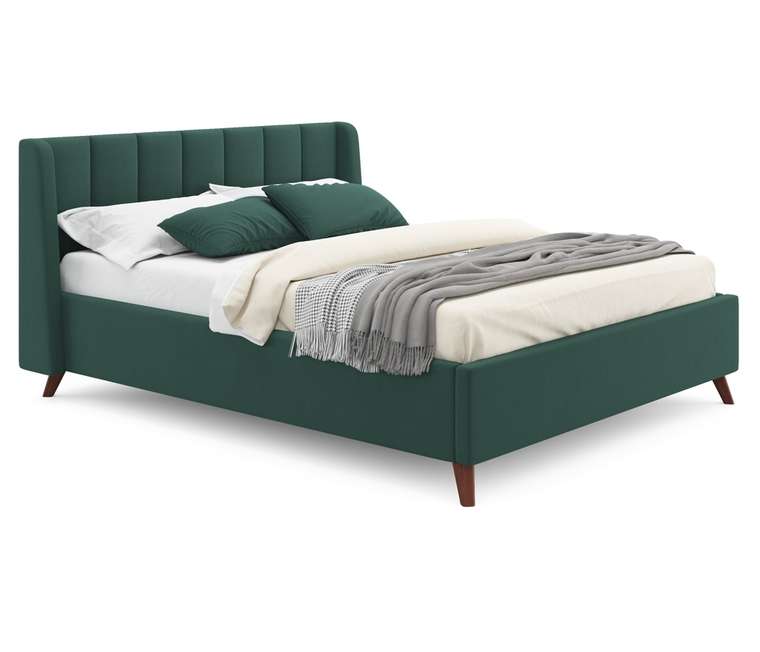 Мягкая кровать Betsi 160х200 изумрудного цвета с подъемным механизмом