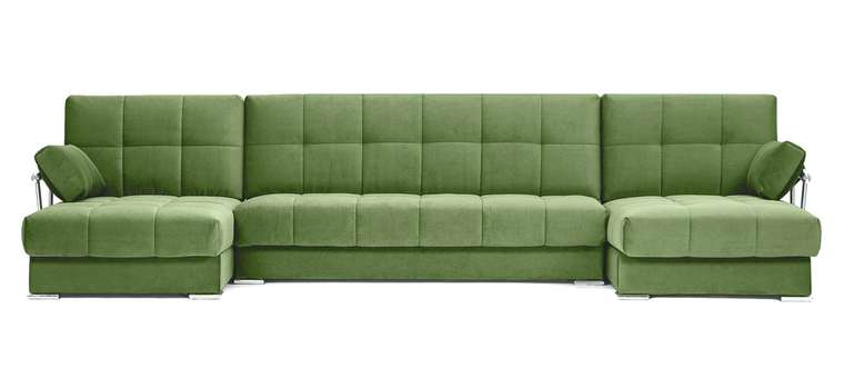П-образный угловой диван-кровать Дудинка Galaxy зеленого цвета 