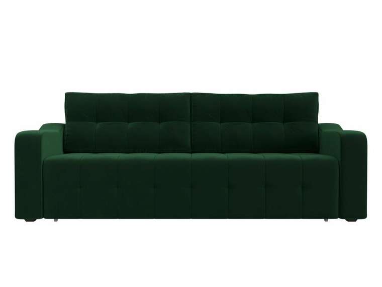 Прямой диван-кровать Лиссабон темно-зеленого цвета