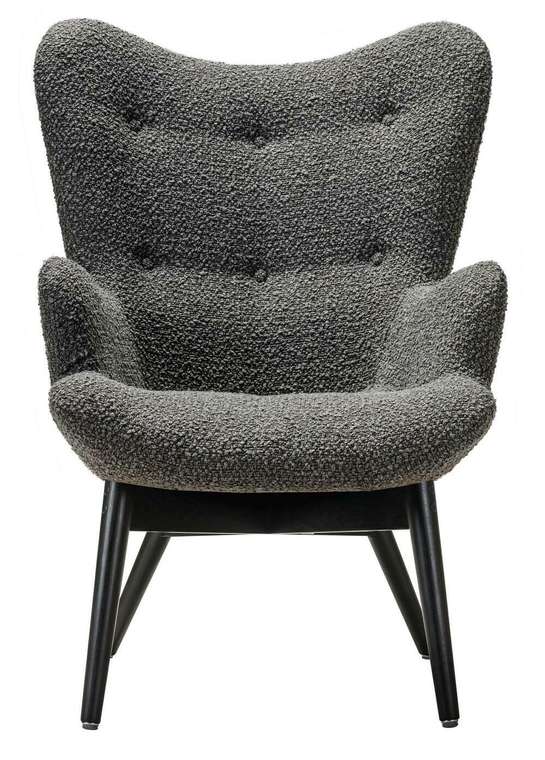 Кресло Хайбэк темно-серого цвета с ножками венге