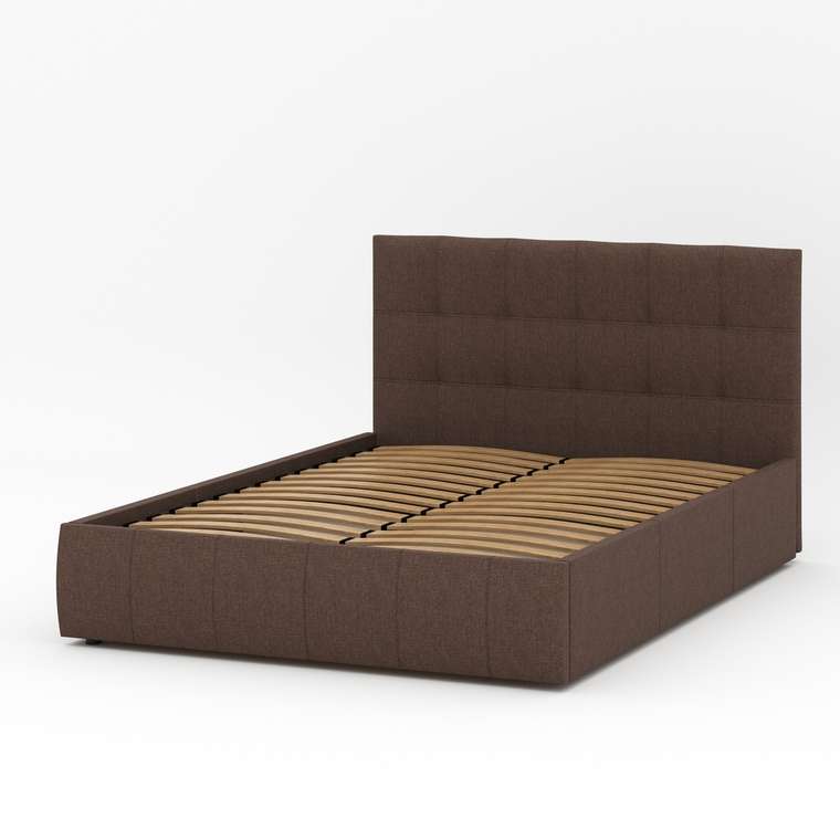 Кровать Венера-2 160х200 коричневого цвета с подъемным механизмом (рогожка)