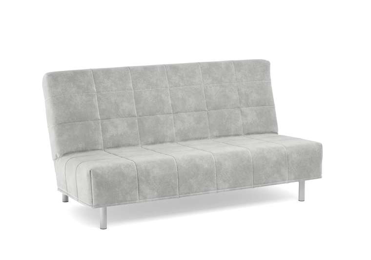 Диван-кровать Liberty 140х200 в обивке из микровелюра светло-серого цвета 