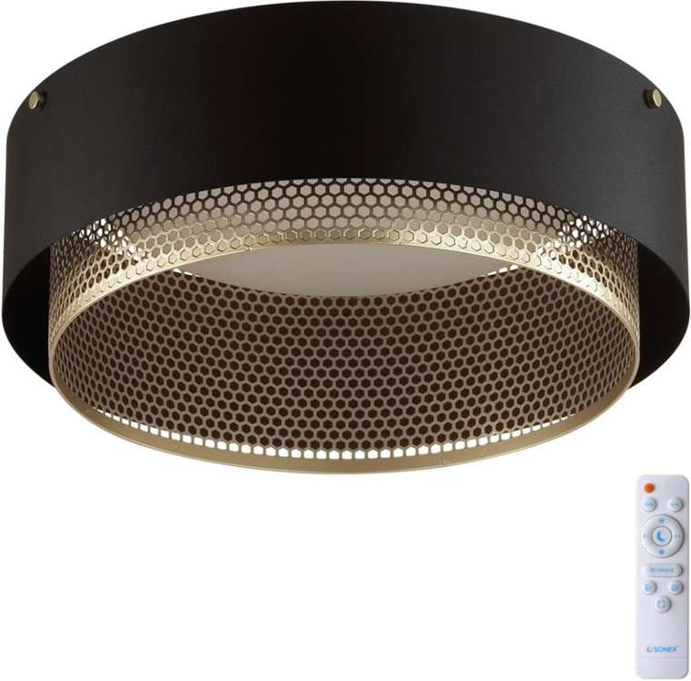 Потолочный светильник Sonex Antey 7692/48L металл/акрил/белый/черный/шампань LED 48Вт 3000-6000K D410 IP20 пульт ДУ