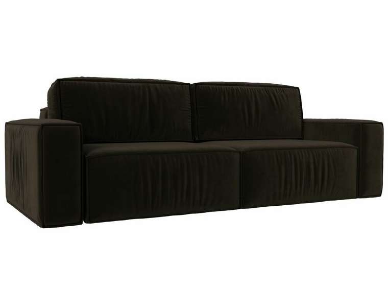 Прямой диван-кровать Прага классик коричневого цвета
