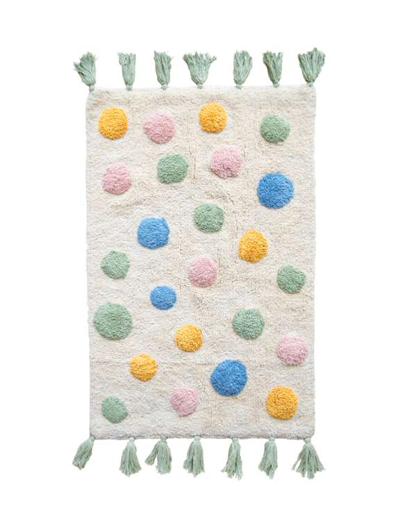 Хлопковый ковер Lovely Dots 60х90 белого цвета