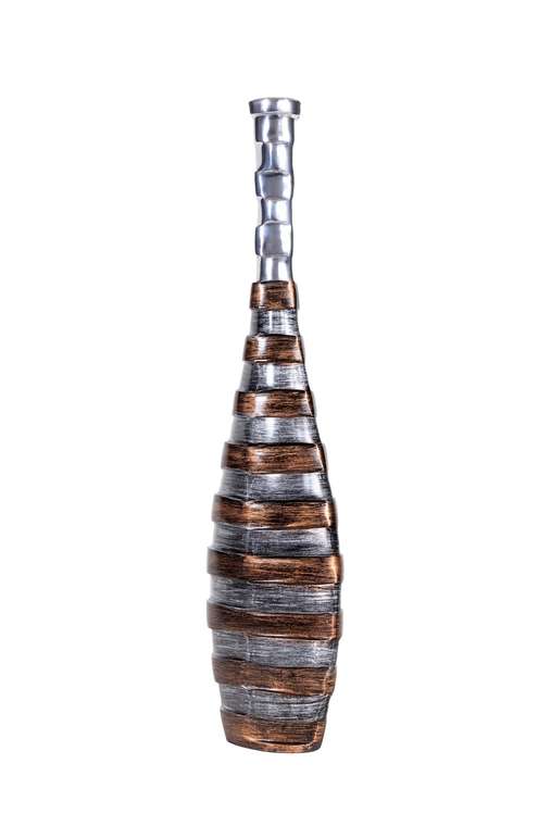 Ваза металлическая Stripes серебристого цвета