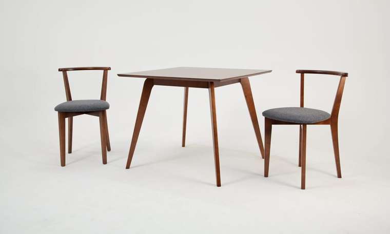 Набор из стола Arki М 90 и двух стульев Франк ПМ коричнево-графитового цвета