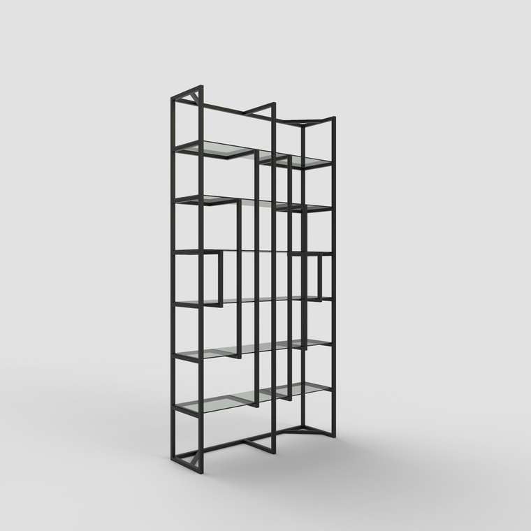 Стеллаж "Leon" черный с зеркалом (2200х1100х300)