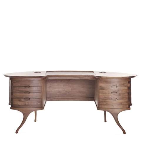 Письменный стол "Wood&Leather" из натурального ореха и массива ореха