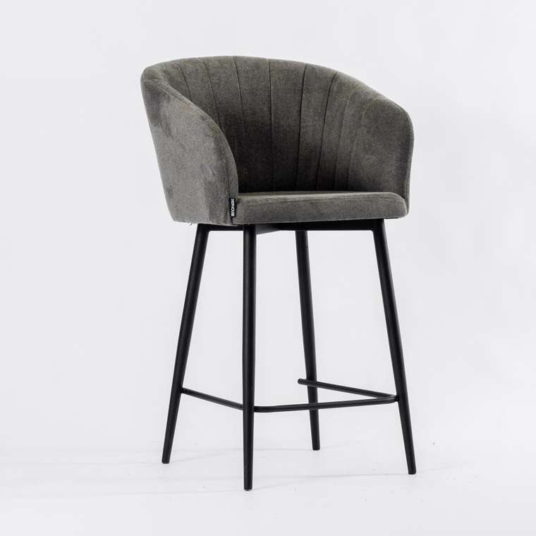 Барный стул Гарда темно-серого цвета с черными ножками