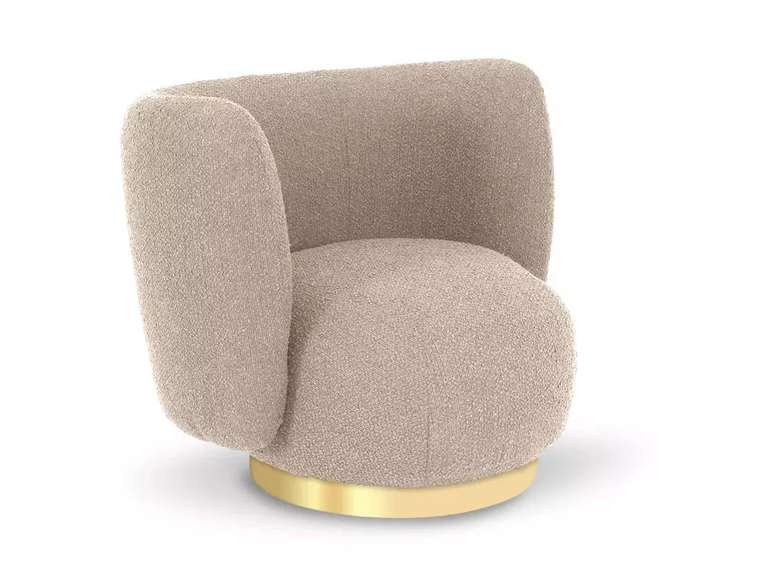 Кресло Lucca бежевого цвета с золотым основанием