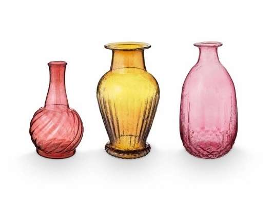 Набор из трех ваз Glass желто-розового цвета