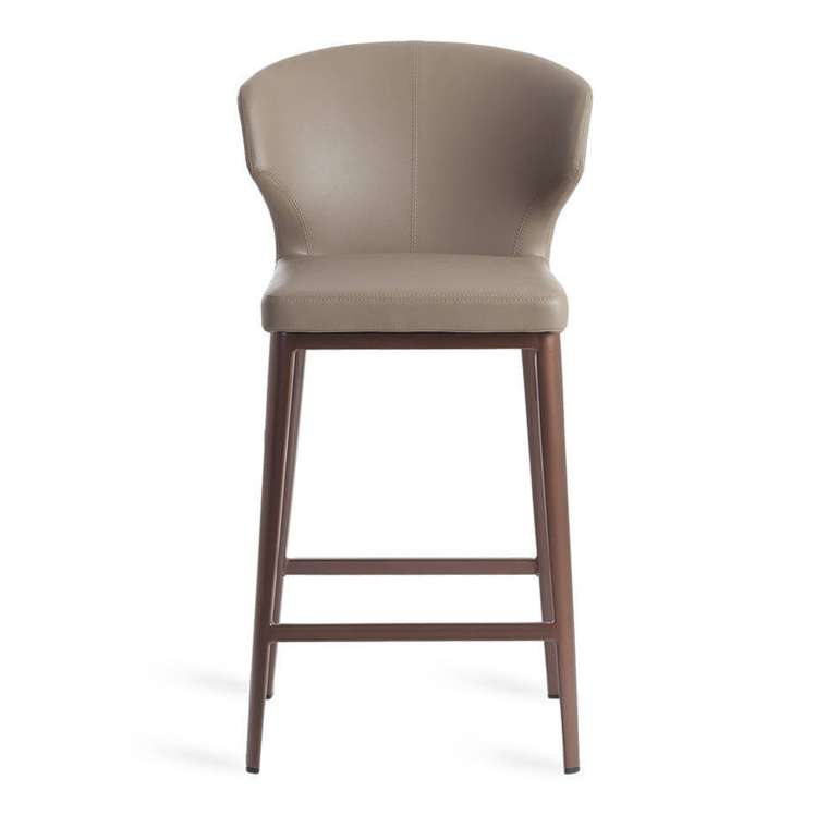 Барный стул в обивке из кожи коричневого цвета