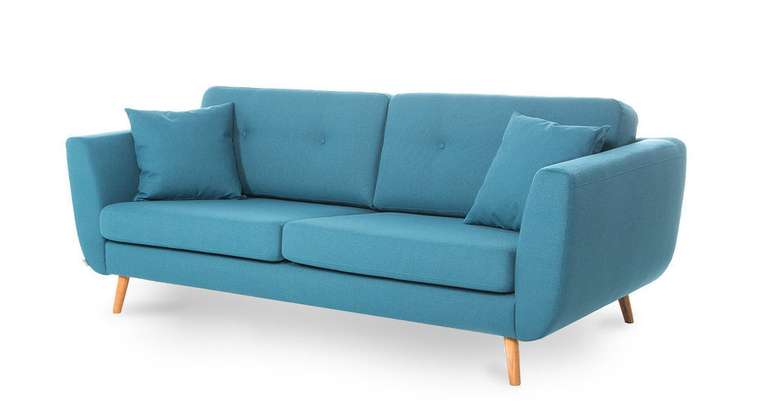 Прямой диван синего цвета FUNKIS