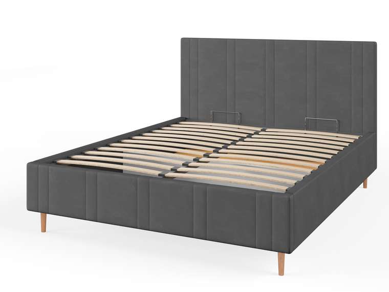 Кровать Афина-2 140х200 серого цвета с подъемным механизмом