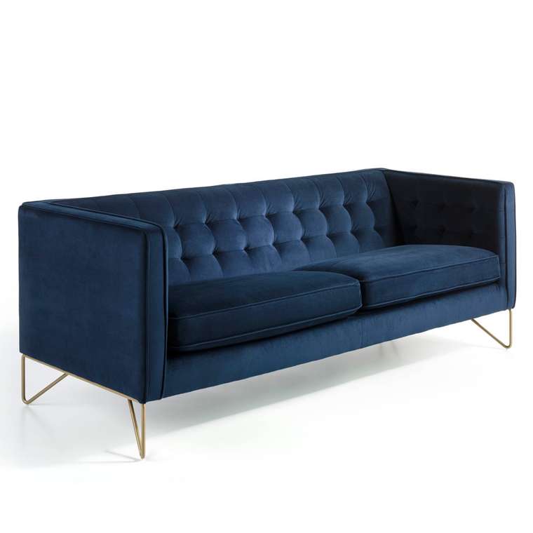 Диван двухместный синего цвета