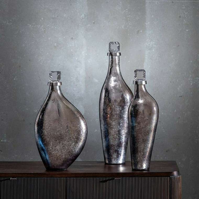 бутылка Серебристый Алюминий Стеклянный 15 x 13 x 54 cm Декоративный