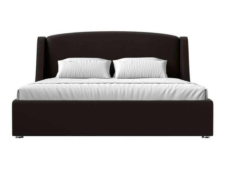 Кровать Лотос 200х200 темно-коричневого цвета с подъемным механизмом (экокожа)