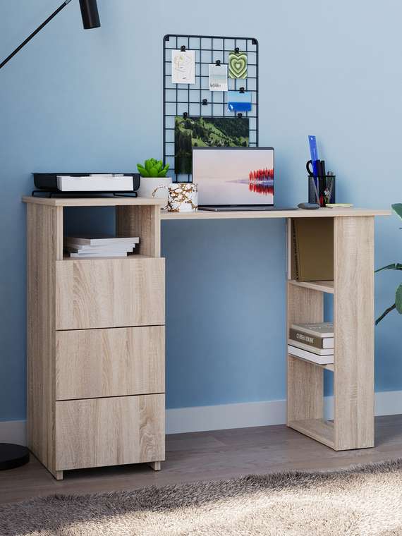 Стол письменный Ультра с тумбой цвета дуб сонома