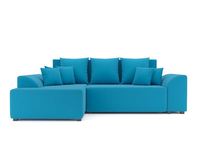 Угловой диван-кровать Каскад светло-синего цвета левый угол