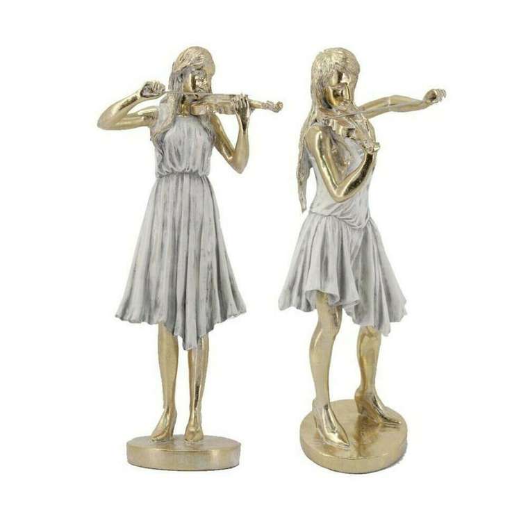 Декоративная фигура Позолоченный Белый Смола Музыкант (26.5 x 20 x 60 cm) (2 pcs)