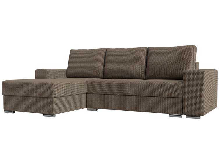 Угловой диван-кровать Дрезден бежево-коричневого цвета левый угол