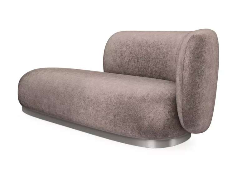 Кушетка-диван Lucca коричневого цвета с металлической лентой серого цвета правая 