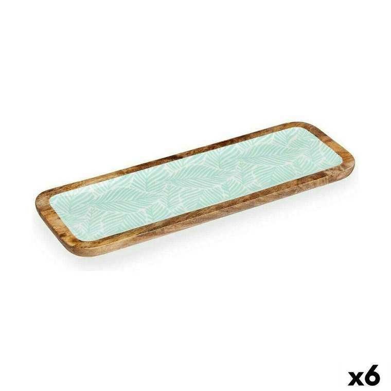 Блюдо Белый Коричневый Зеленый Лист растения 45 x 15  (6 штук)
