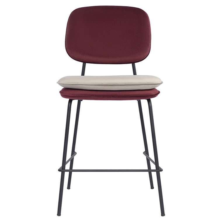 Полубарный стул Реа бордово-бежевого цвета