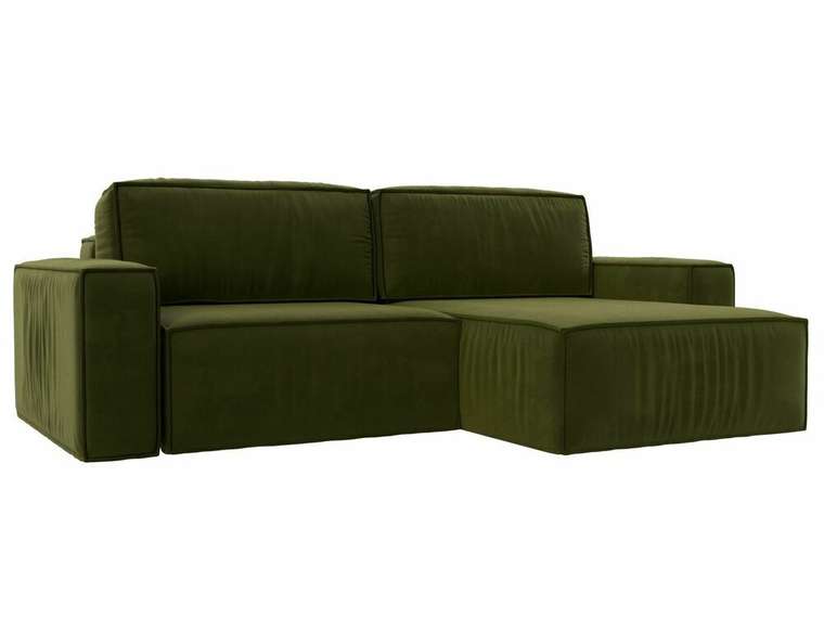 Угловой диван-кровать Прага классик зеленого цвета правый угол