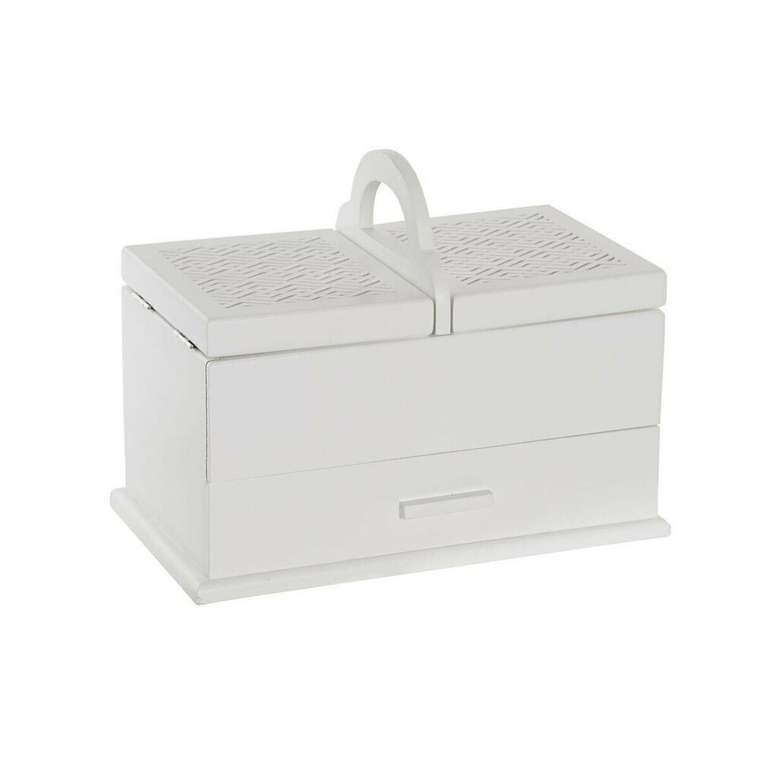 Шкатулка 16 x 17 x 28 cm Белый Светло Pозовый Деревянный MDF