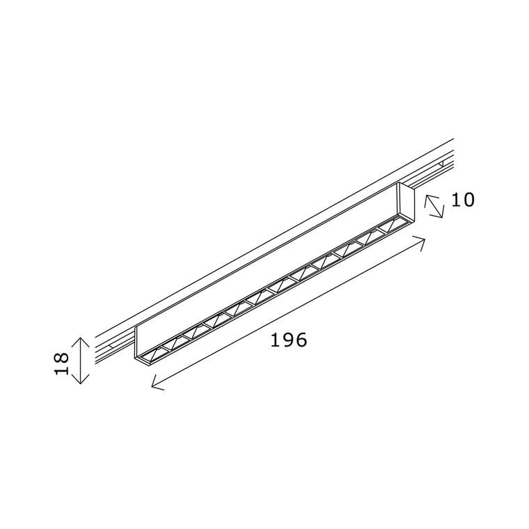 Магнитный трековый светильник Черный LED 1*10W 4000K 430Lm Ra&gt;90  IP20 L196xW10xH18 24V SUPER5