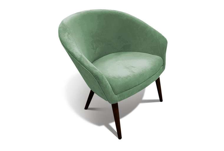 Кресло Тиана зеленого цвета с ножками цвета венге
