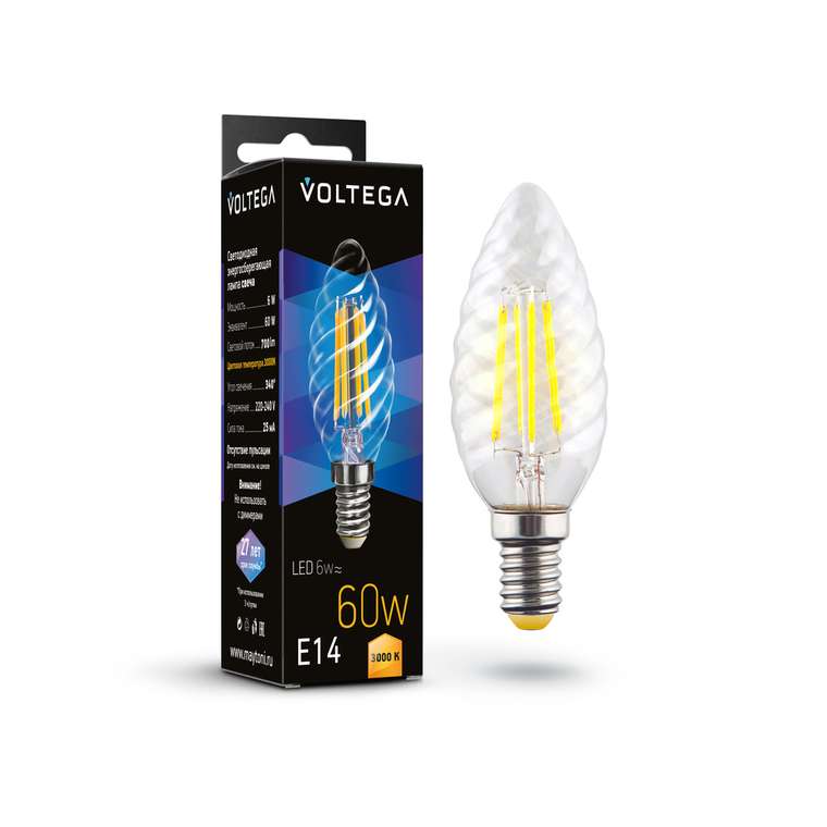 Лампочка Voltega 7211 Candle corn 6W Crystal