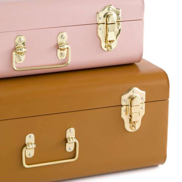 Комплект из двух чемоданчиков из металла Masa розово-коричневого цвета