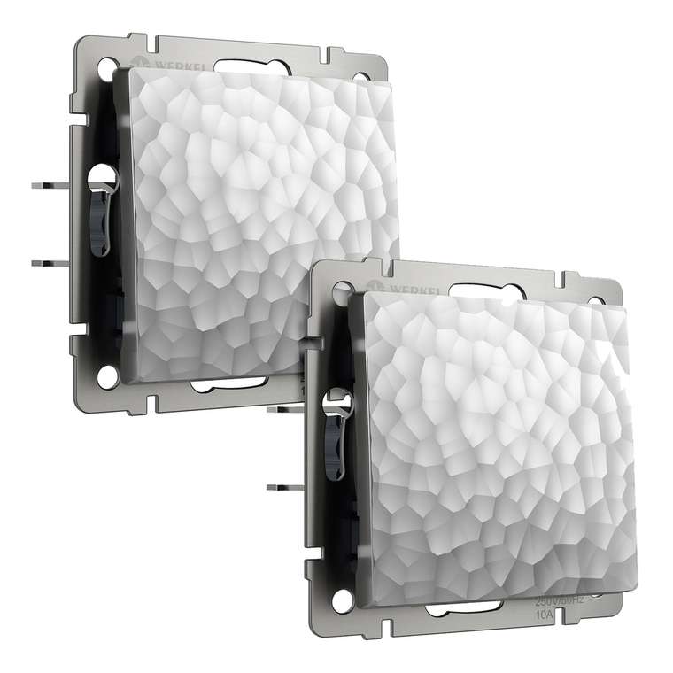 W1210006/ Выключатель одноклавишный (hammer серебряный) - комплект 2 шт. W1210006