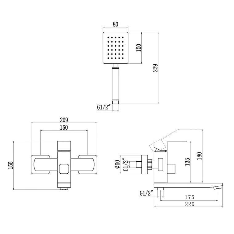 Смеситель для ванны Fmark FS8104, сатин