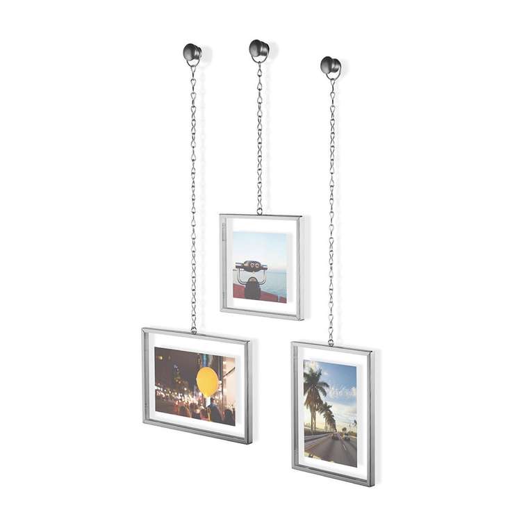 Набор из трех декоративных рамок Fotochain серебристого цвета