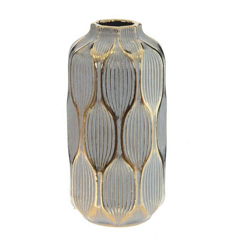 Керамическая ваза H28 серо-золотого цвета