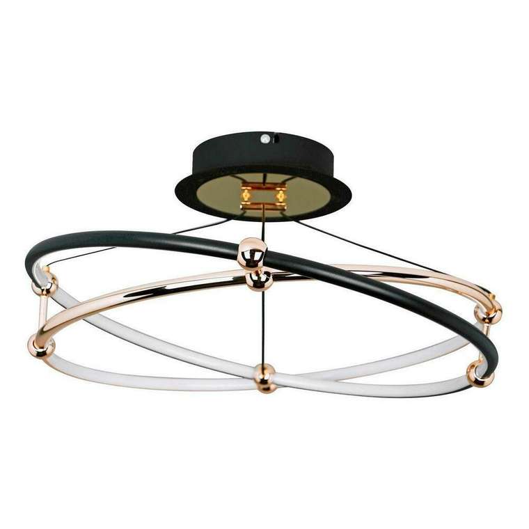 Потолочная светодиодная люстра Smart Нимбы High-Tech Led Lamps черно-золотого цвета