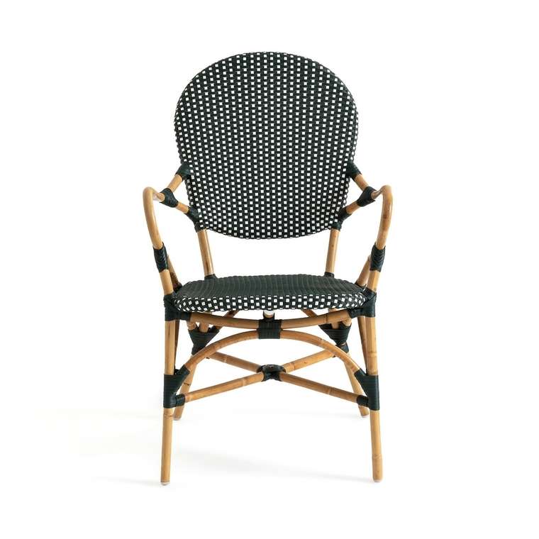 Кресло из стеблей ротанга Bistro зеленого цвета