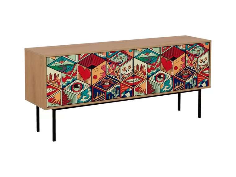 Тумба под TV Boho коричневого цвета на металлических ножках