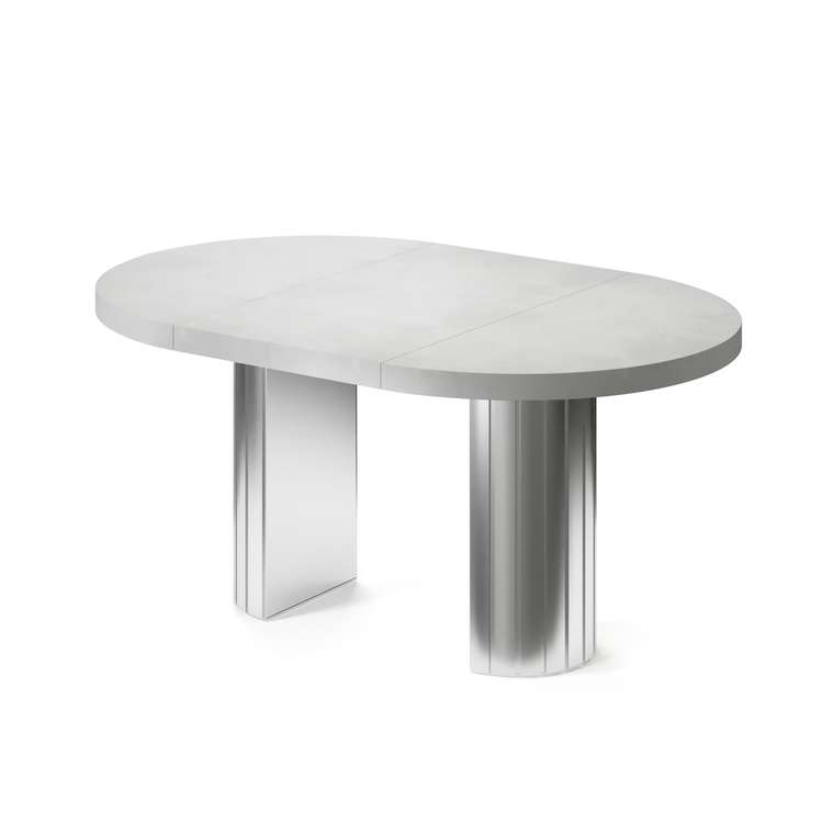 Обеденный стол раздвижной Турейс серебристо-белого цвета