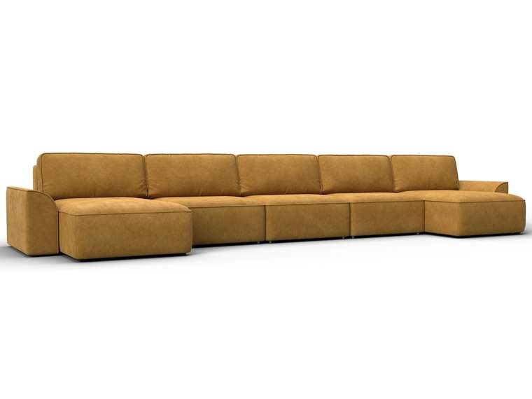 Угловой диван кровать Лига-048 МегаЛонг желтого цвета