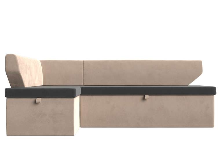 Угловой диван-кровать Омура серо-бежевого цвета левый угол