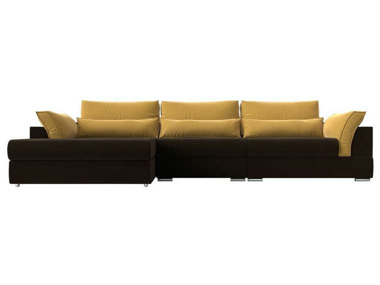 Угловой диван-кровать Пекин Long желто-коричневого цвета угол левый