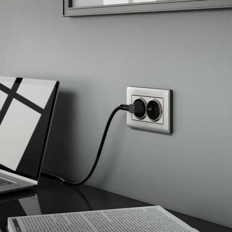 Розетка двойная с заземлением глянцевый никель W1172002