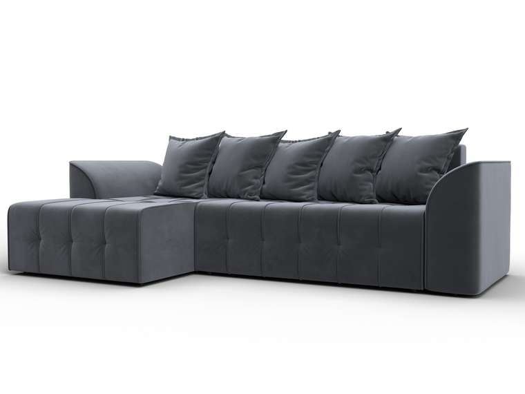 Угловой диван-кровать Лига-113 серого цвета левый