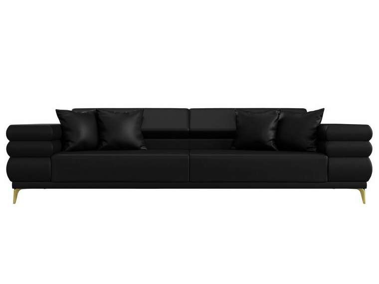 Прямой диван-кровать Лига 021 черного цвета (экокожа)
