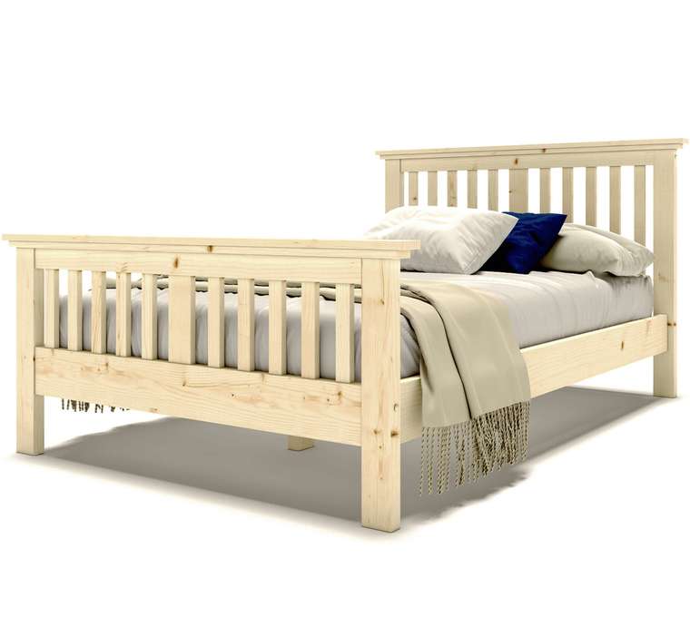 Кровать полутороспальная 120х200 с изножьем из массива дерева 